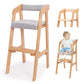 Wooden High Chair for Toddlers, Adjustable Feeding Chair with Removable Cushion for Child, High Chair Grows with Kid for Dining,