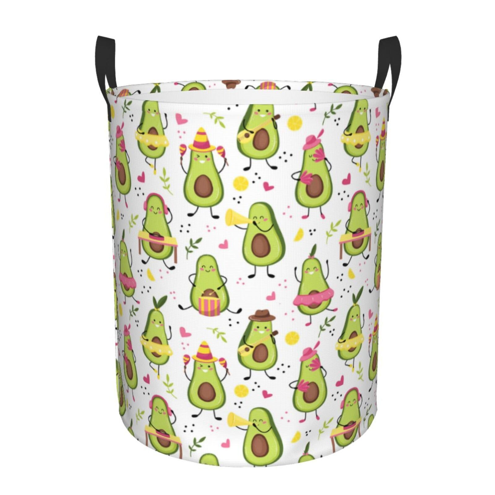 Pevtufa Avocado Playing Music Foldable Laundry Basket Organizer,Fabric Clothes Toy Storage Basket Nursery Hamper Storage Bin For