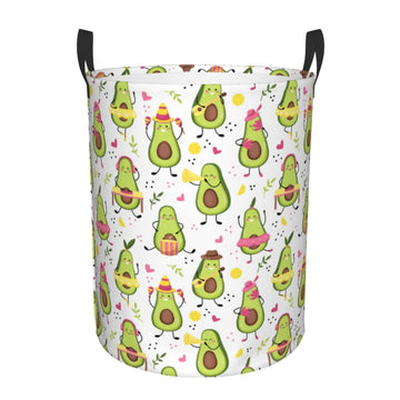 Pevtufa Avocado Playing Music Foldable Laundry Basket Organizer,Fabric Clothes Toy Storage Basket Nursery Hamper Storage Bin For