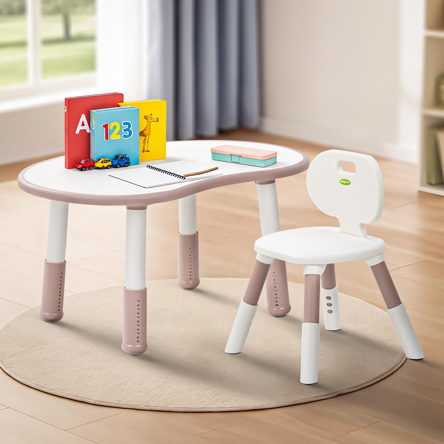 Baybee Study Table For Kids With Chair,MultiFunctional Adjustable Study Table With AntiSlip Base, Drawing Board, Safe Rounded 