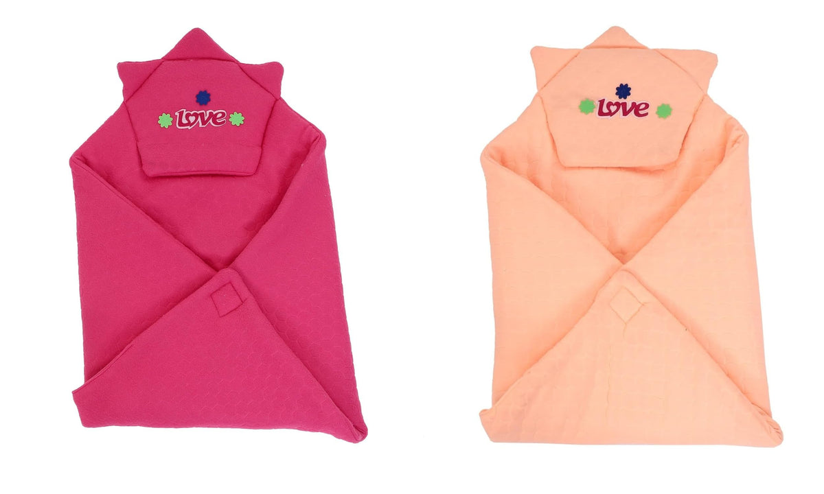 CTMKIDS Baby Wrap with Cap for Kids 74x74 cm  Magenta & Peach