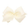 Wee Ones Girls' Grosgrain Hair Bows with Organza Overlay on a WeeStay Clip, King, Off White