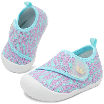 FEETCITY Wide Baby Shoes Infant First Walking Shoes Newborn Cirb Shoe Barefoot Baby Sneakers Boys Girls Purple Green
