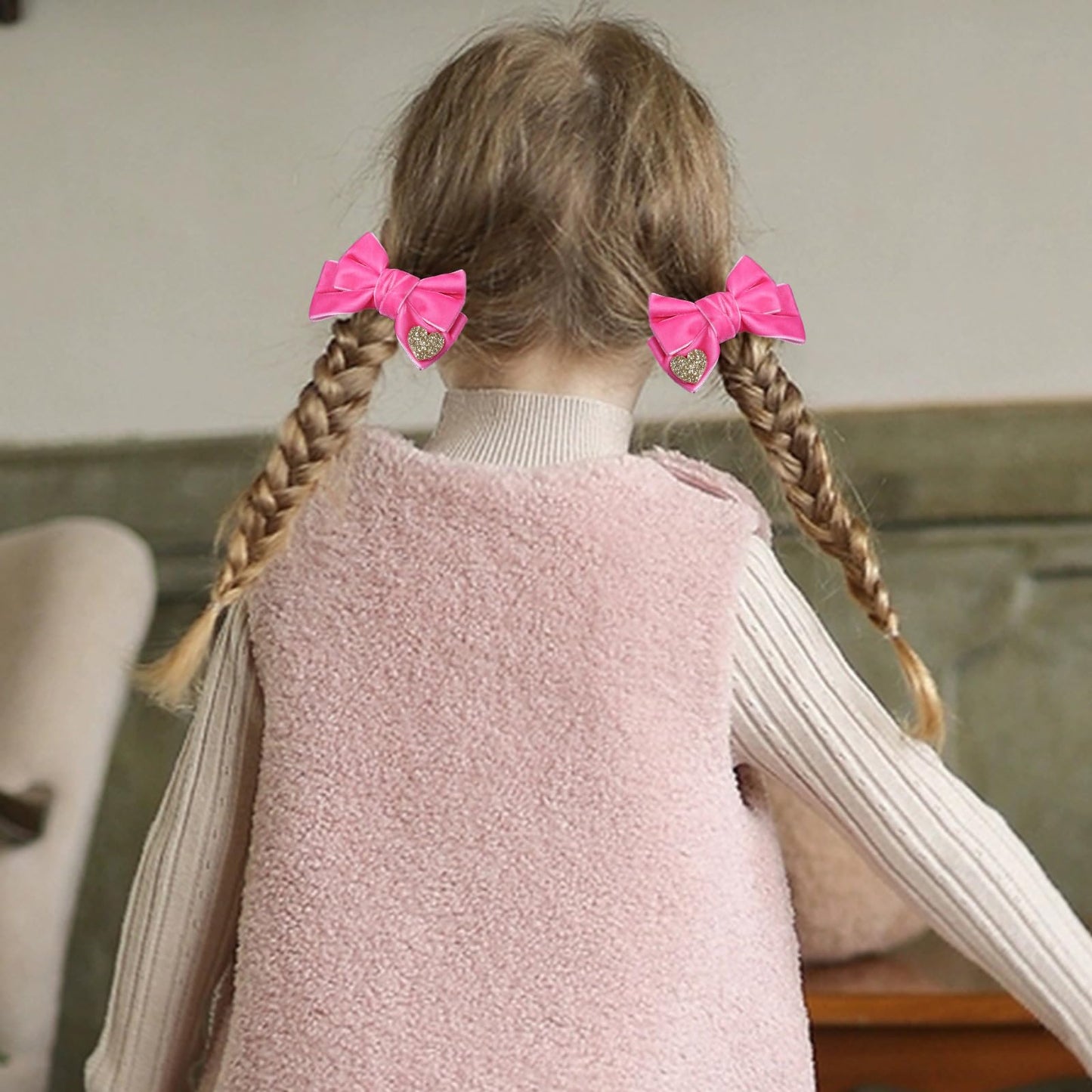 Rose Red Velvet Hair Bows Cute Christmas Valentine School Hair Clips Handmade New Year Hair Accessories For Kids Girls Infants T