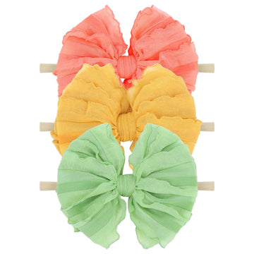 Lanmerry Lace Big Bows Baby Headbands Elastic Hairbands Hair Bows Children Soft Hair Accessories Newborn Infant Toddlers Yellow