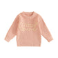 Baby Girl Valentines Day Outfit Toddler Valentines Day Sweater Love Embroidery Crewneck Pullover Sweatshirt Top(E-Pink Little Lo