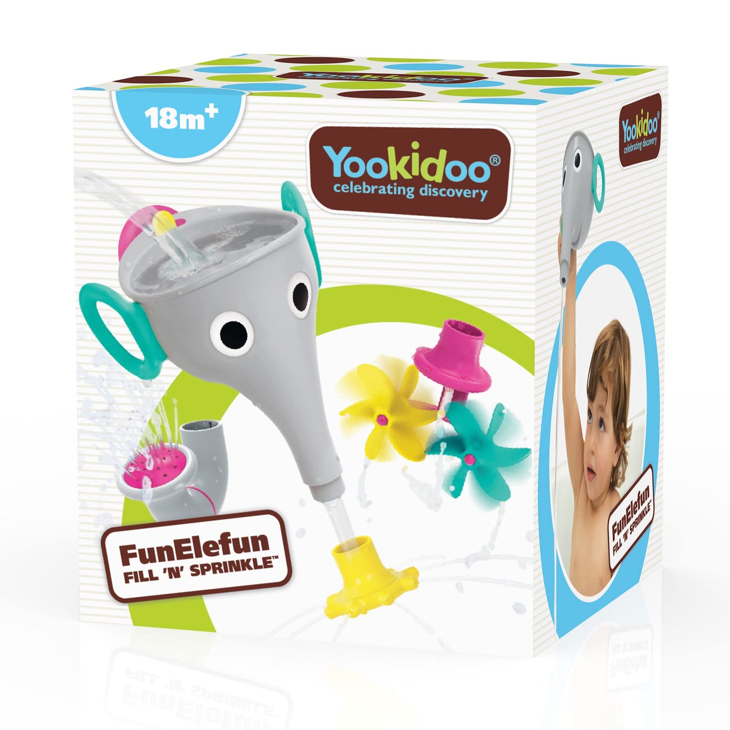 Yookidoo Elephant Trunk Funnel Baby Bath Toy - FunEleFun Fill N Sprinkle - Fun and Imaginative Play with 3 Interchangeable Trunk