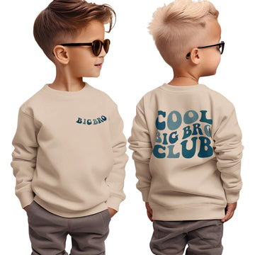 Boutikome Big Brother Sweatshirt Toddler Baby Boy Cool Big Bro Club Shirts Announcement Pullover Long Sleeve Fall Tops(Beige,5-6