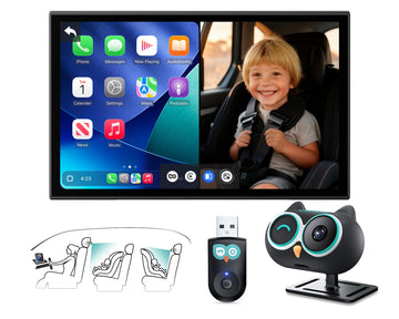 OTTOCAST Cabin Care Adapter 2026,2-in-1 Baby Car Camera & Wireless CarPlay Adapter-No Extra Screen Needed,1080P Car Baby Monitor