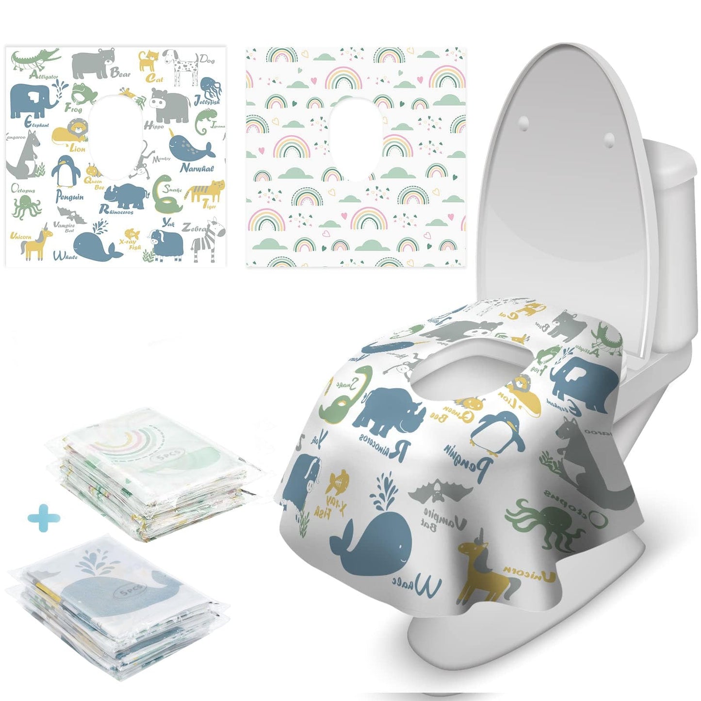 Blissful Diary 15 Pcs Toilet Seat Covers Disposable for Toddlers & Adults, Extra Large Waterproof, Portable Package for Travel, 