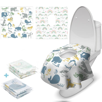 Blissful Diary 15 Pcs Toilet Seat Covers Disposable for Toddlers & Adults, Extra Large Waterproof, Portable Package for Travel, 