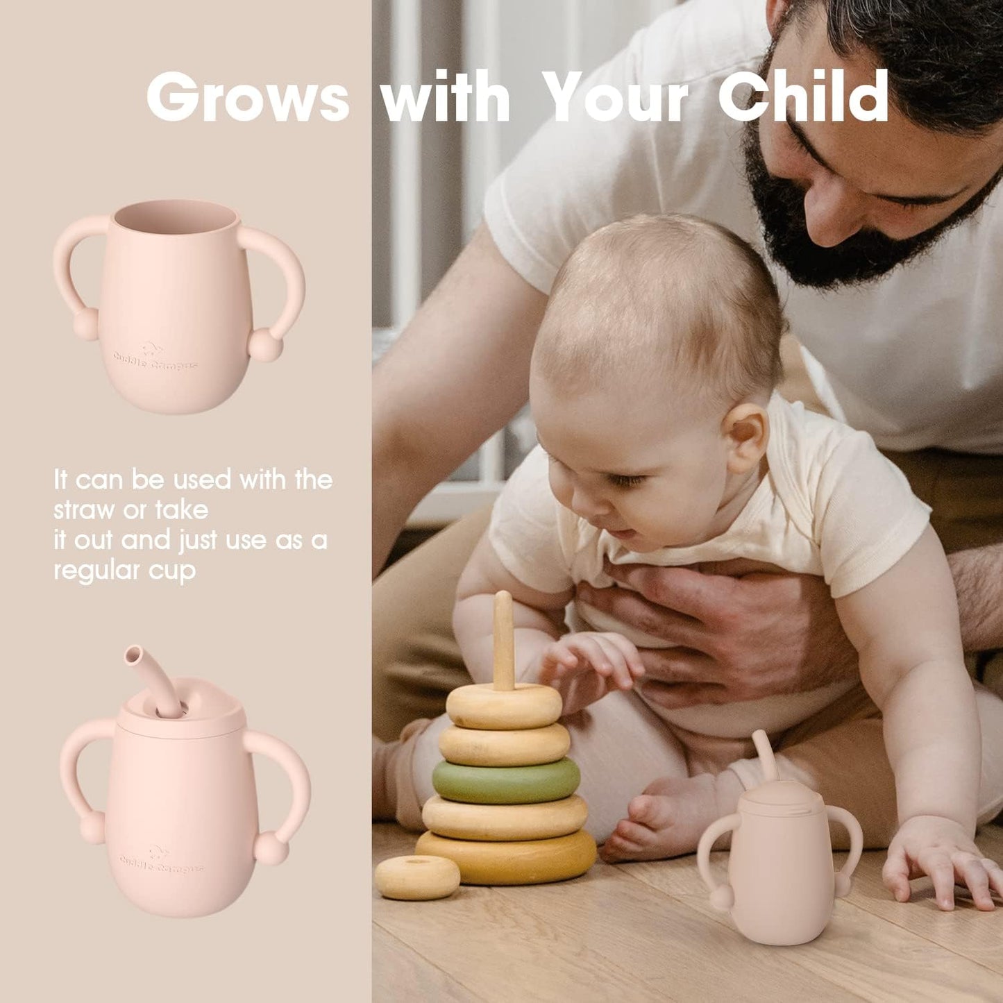Cuddle Campus Pack Of 2 Silicone Baby Training Cup, Shatterproof Toddler Sippy Cups With Straw, Open Cup For Baby, 6+ Months 4 O