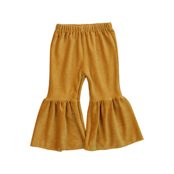 Toddler Bell Bottoms Baby Girls Ruffle Leggings Bell-Bottomed Flare Pants Trousers (F-Ginger, 4-5T)