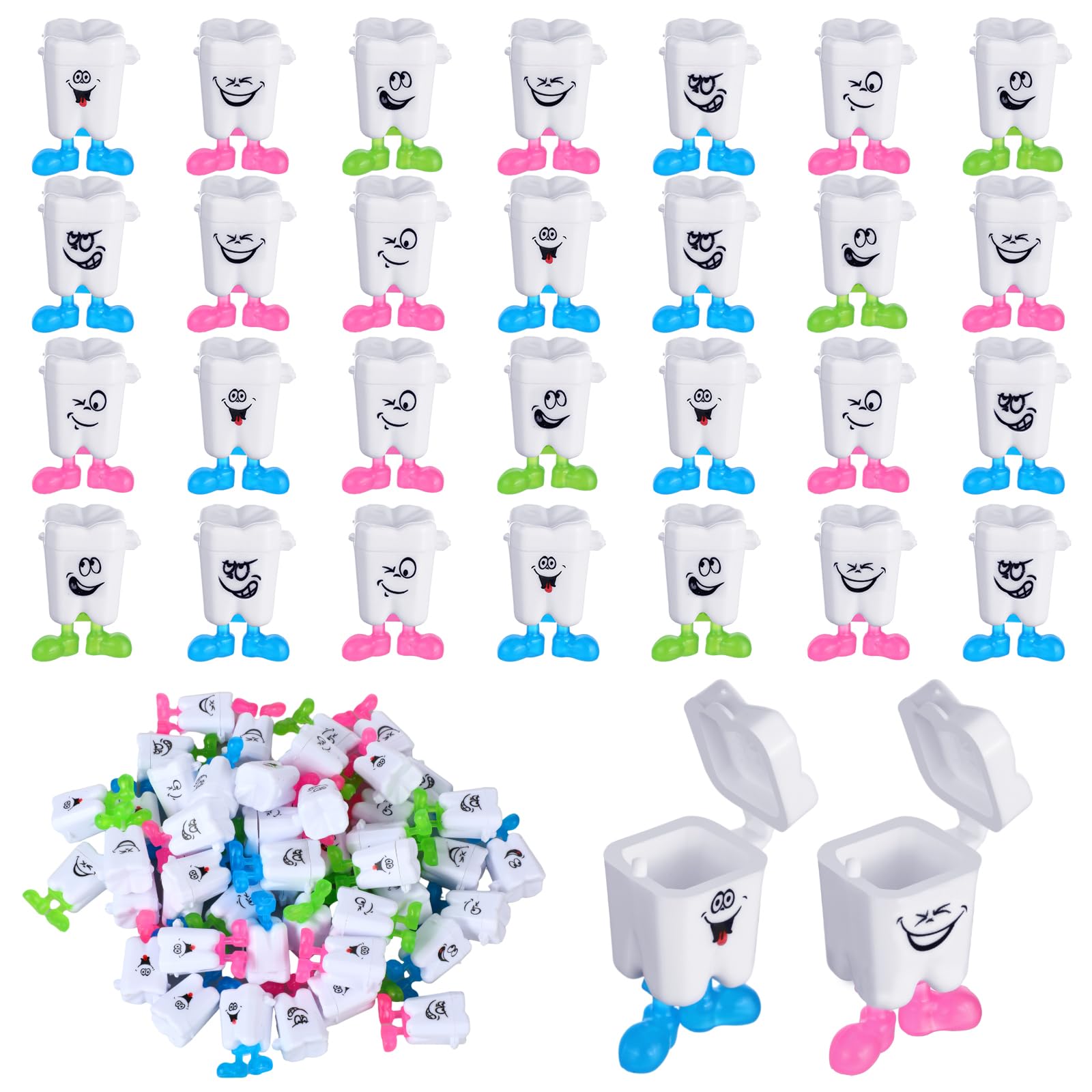 Yaomiao 30 Pcs Teeth Storage Box Lovely Baby Milk Tooth Organizer Container Teeth Saver Save Box with Expression Case Gift for K