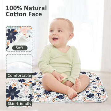 Baby Diaper Changing Pad, 21 5/8' X 31.5' Waterproof Changing Pad Liners - Reusable Soft And Absorbent Portable Changing Mat(F