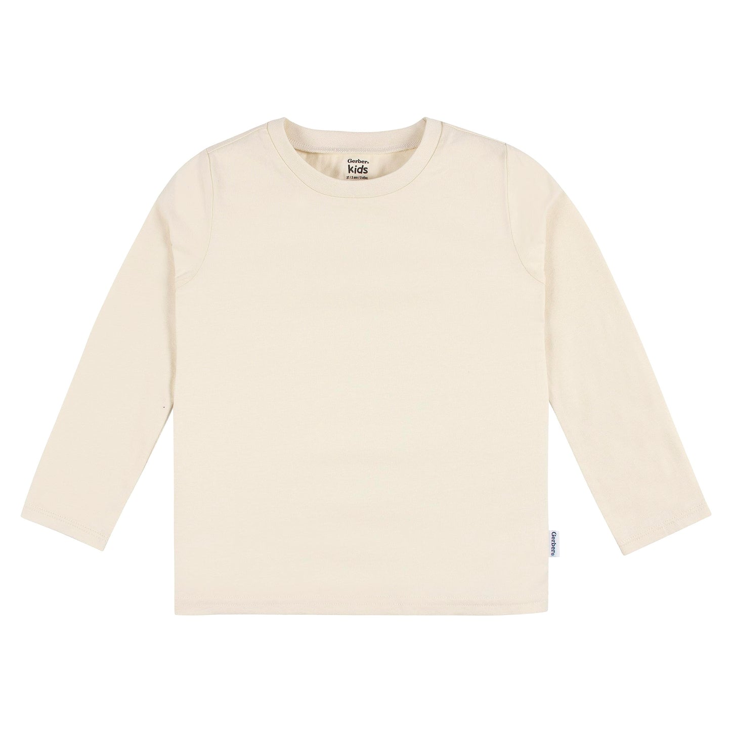 Gerber Baby Toddler 5-Pack Solid Long Sleeve T-Shirts Jersey 160 Gsm, Natural, 18 Months