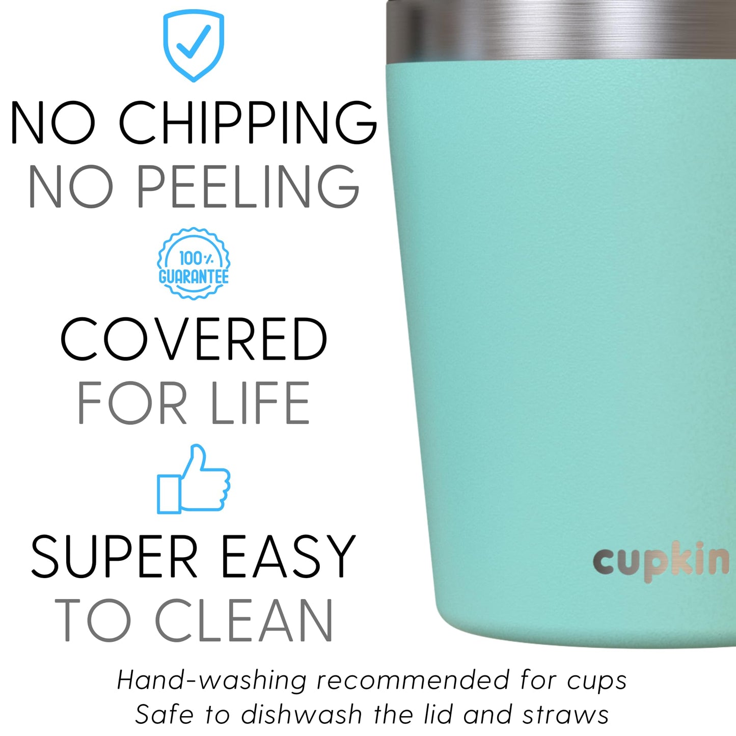 Cupkin Toddler Cups With Straws, The Original 8 Oz Stackable Stainless Steel Baby Straw Cup, Set Of 2 Kids Cups, Powder Coated I