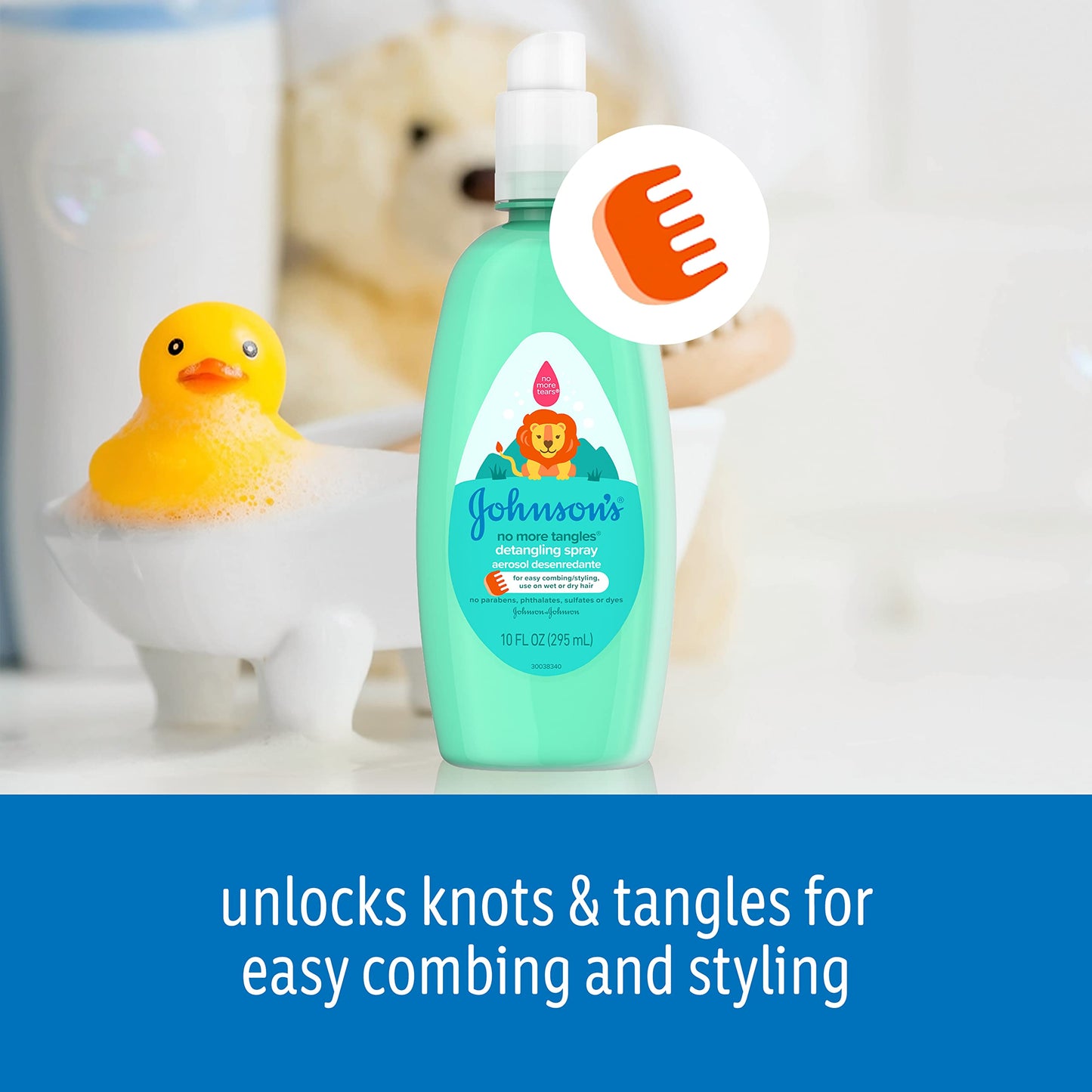 Johnson'S No More Tangles Toddler & Kids Detangling Spray To Unlock Knots In Hair, Hypoallergenic & Paraben-Free, No More Tears