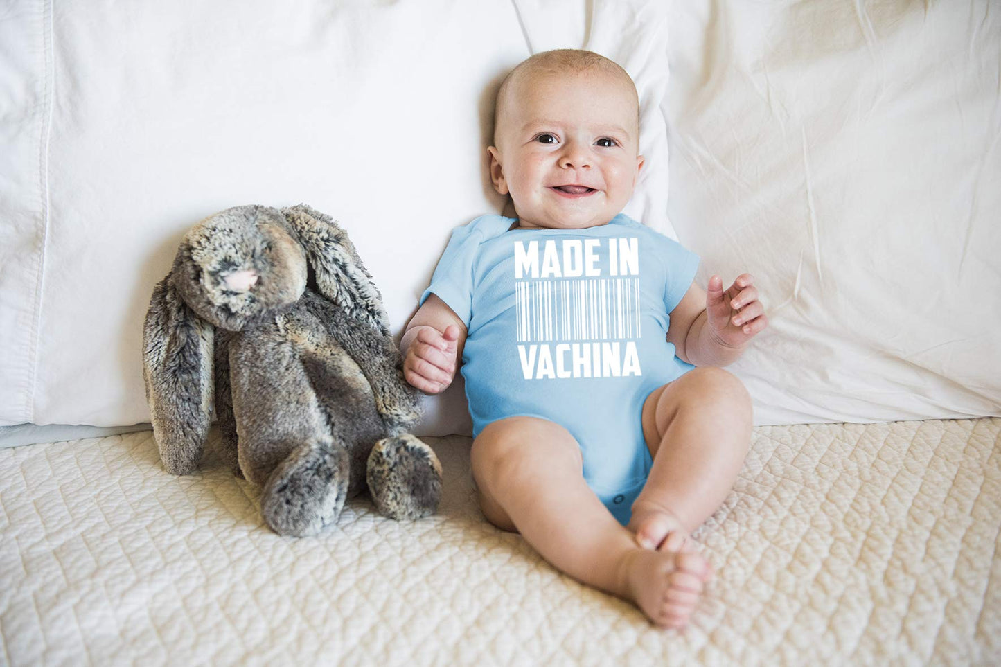 Made In Vachina - Funny Cute Infant Creeper Short Sleeve Bodysuits Infant Funny Baby Romper(Light Blue, 12 Months)