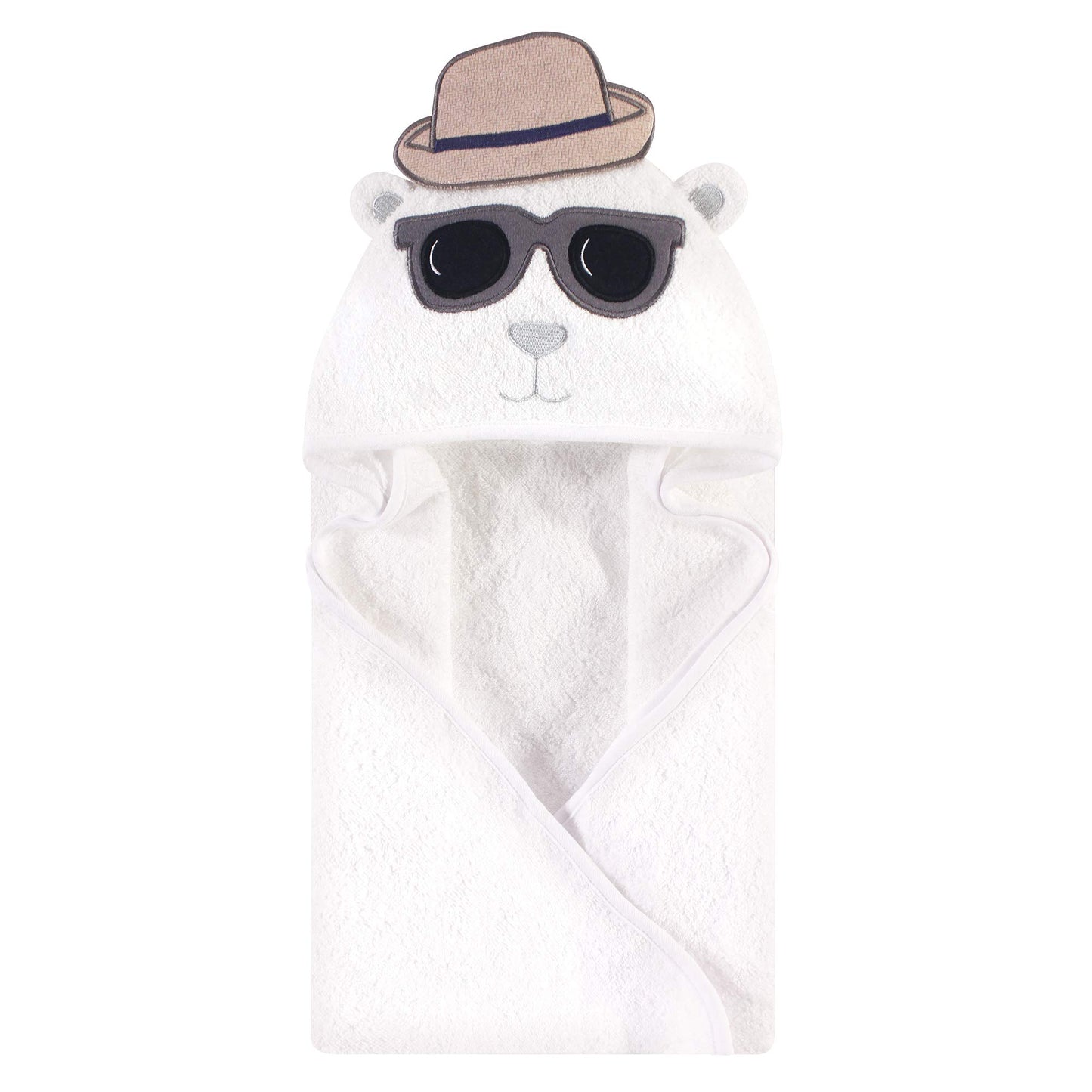 Hudson Baby Unisex Baby Cotton Animal Face Hooded Towel, Handsome Bear, One Size