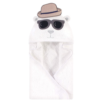 Hudson Baby Unisex Baby Cotton Animal Face Hooded Towel, Handsome Bear, One Size