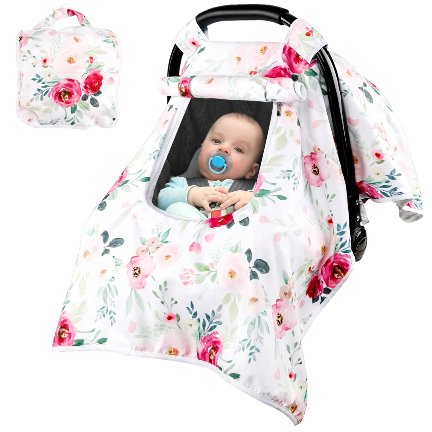 Car Seat Covers For Babies Girl, Winter Carseat Seat Cover For Newborns, Carseat Canopy Cozy & Warm Cover, Carrier Cover With Pe