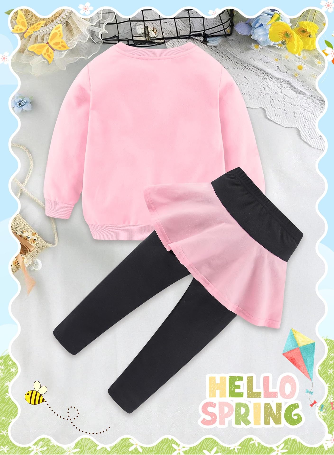 Bomdeals Adorable Cute Toddler Baby Girls Clothes Set,Long Sleeve T-Shirt +Pants Outfit(Pink,100,1279B)