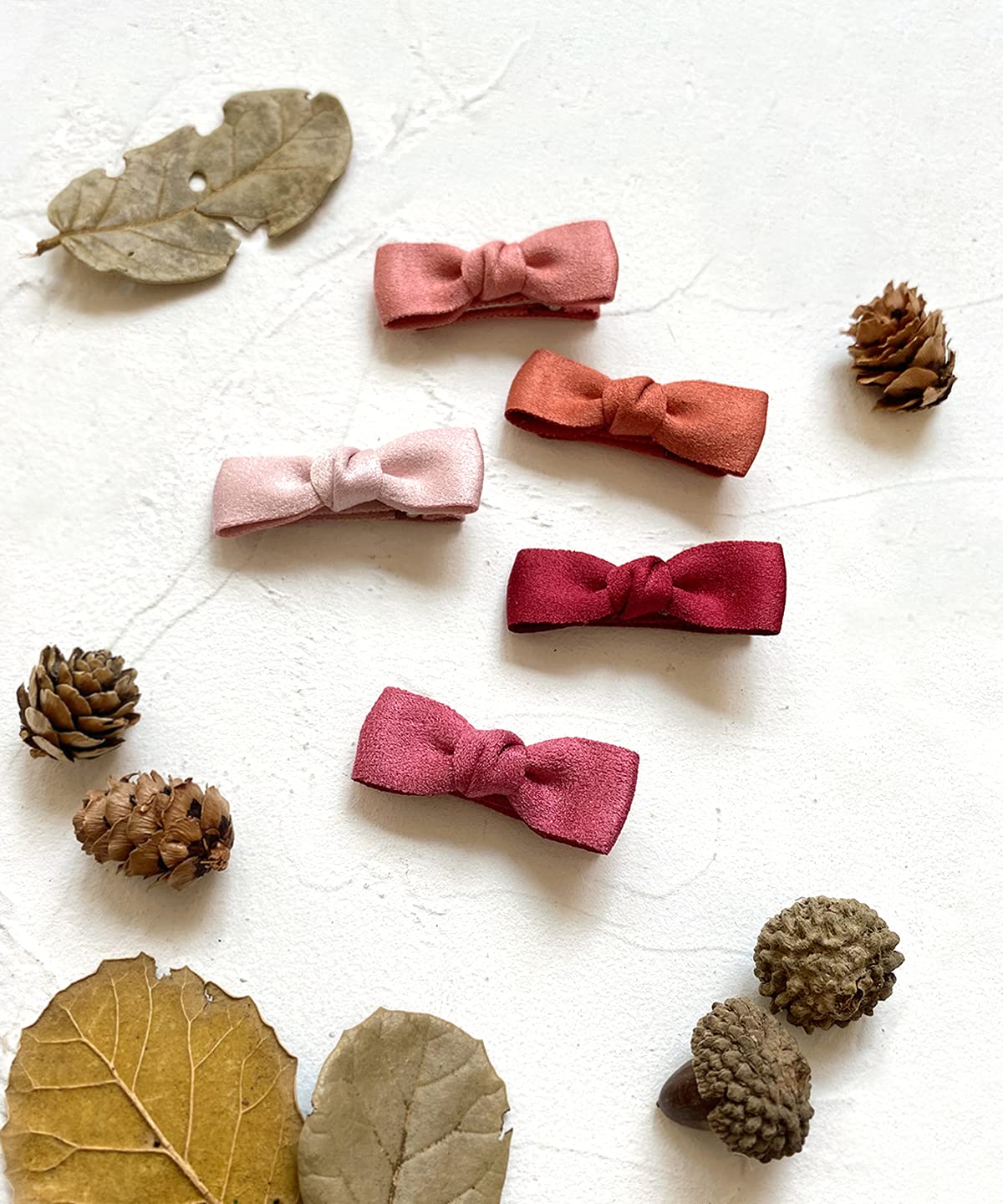 Boutique Baby Hair Clips, 12Pcs Suede Mini Bows Hair Barrettes, Fully Lined Hair Pins For Infant Toddler Girl'S Fine Hair By Che