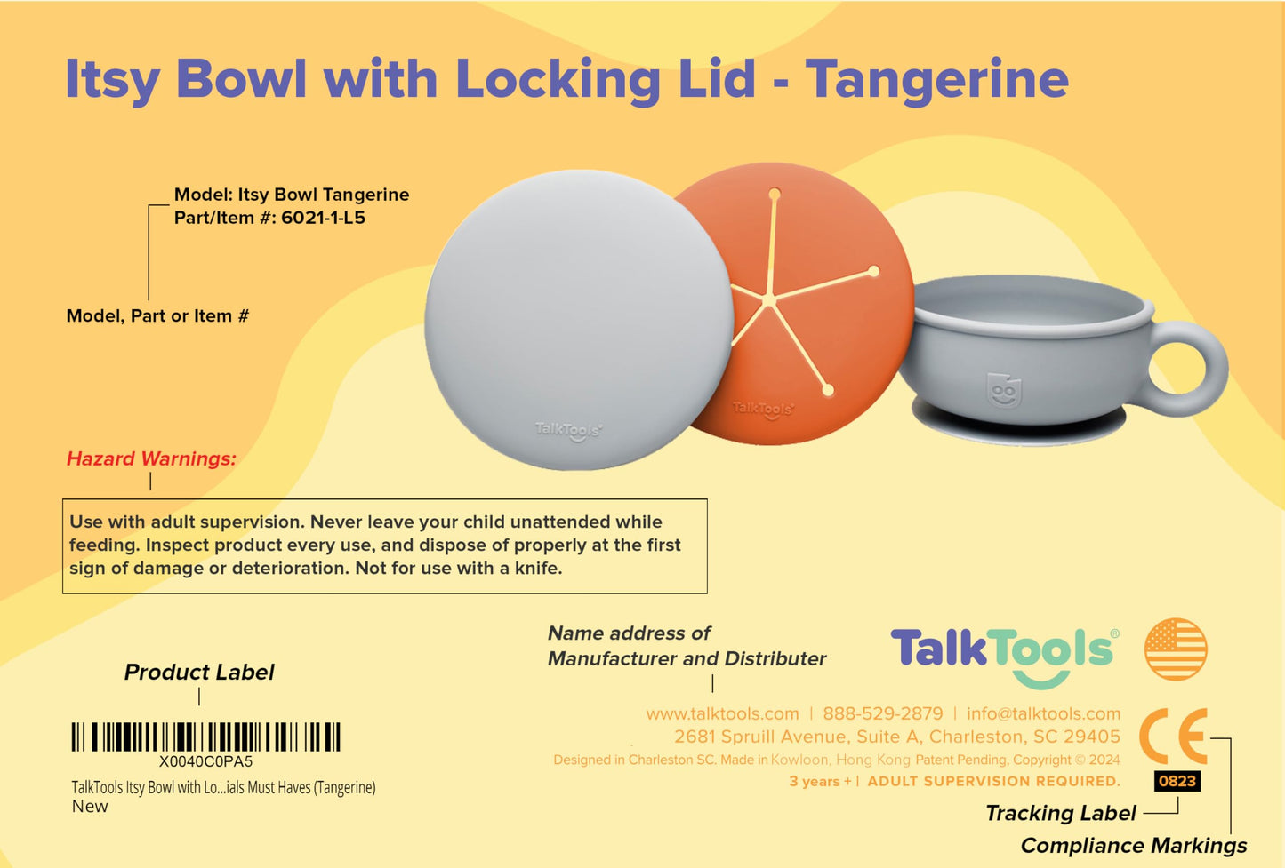 Talktools Itsy Bowl With Locking Lid - Silicone Mixing Bowl Set For Newborn Essentials, Baby Boys, Toddlers, Kids - Suction Baby
