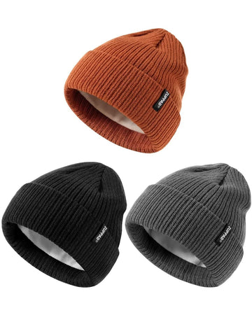 Zuppad Baby Beanie Hat 3 Packs Toddler Girls Boys, Baby Hats Winter Warm Knitted Thermal With Fleece Lining, Kids Winter Hat Col