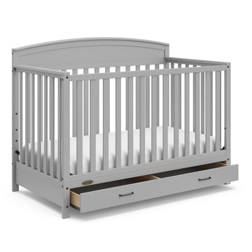 Graco Benton 5-in-1 Convertible Crib with Drawer (Pebble Gray) -Converts from Baby Crib to Toddler Bed, Daybed and Full-Size Bed
