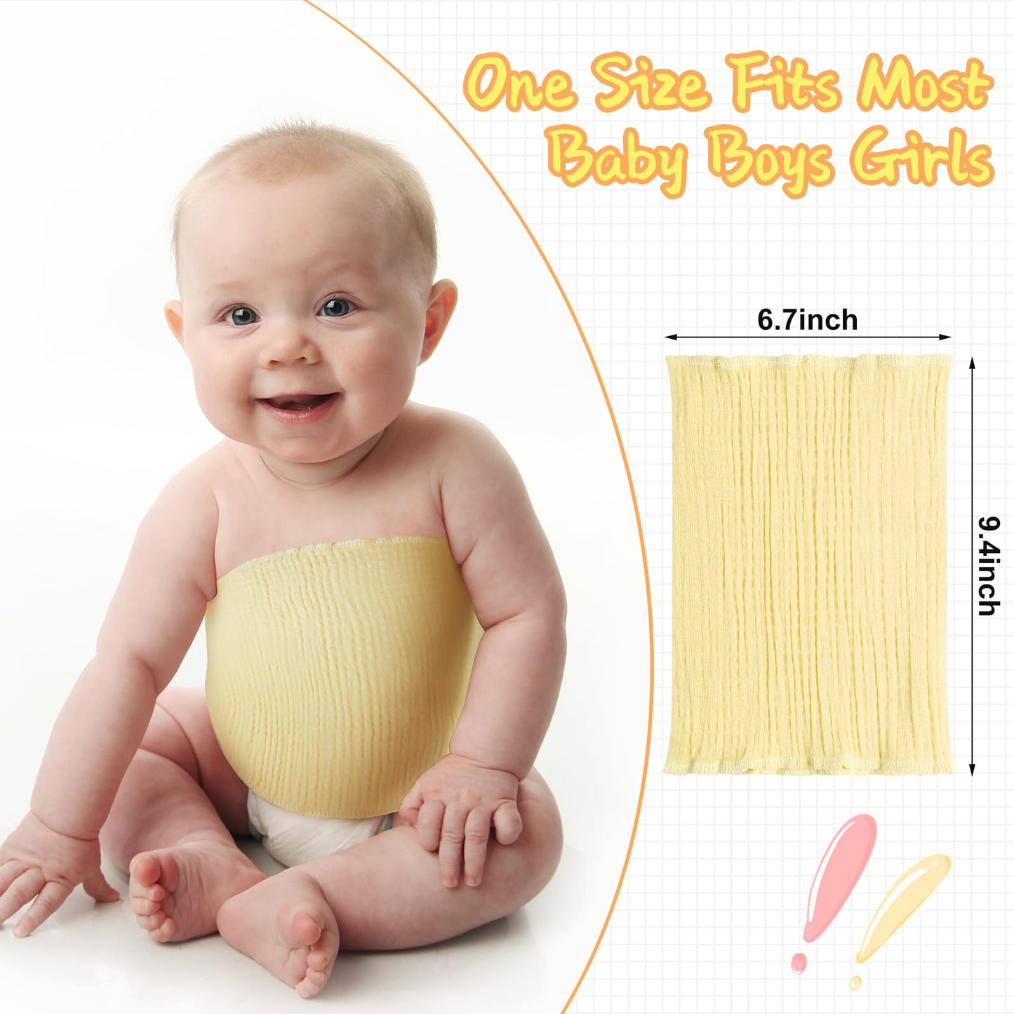 Cutecrop 10 Pcs Baby Belly Band Elastic Gtube Belt Double Layer Belly Button Cover Cotton Gtube Cover Umbilical Hernias Belt For
