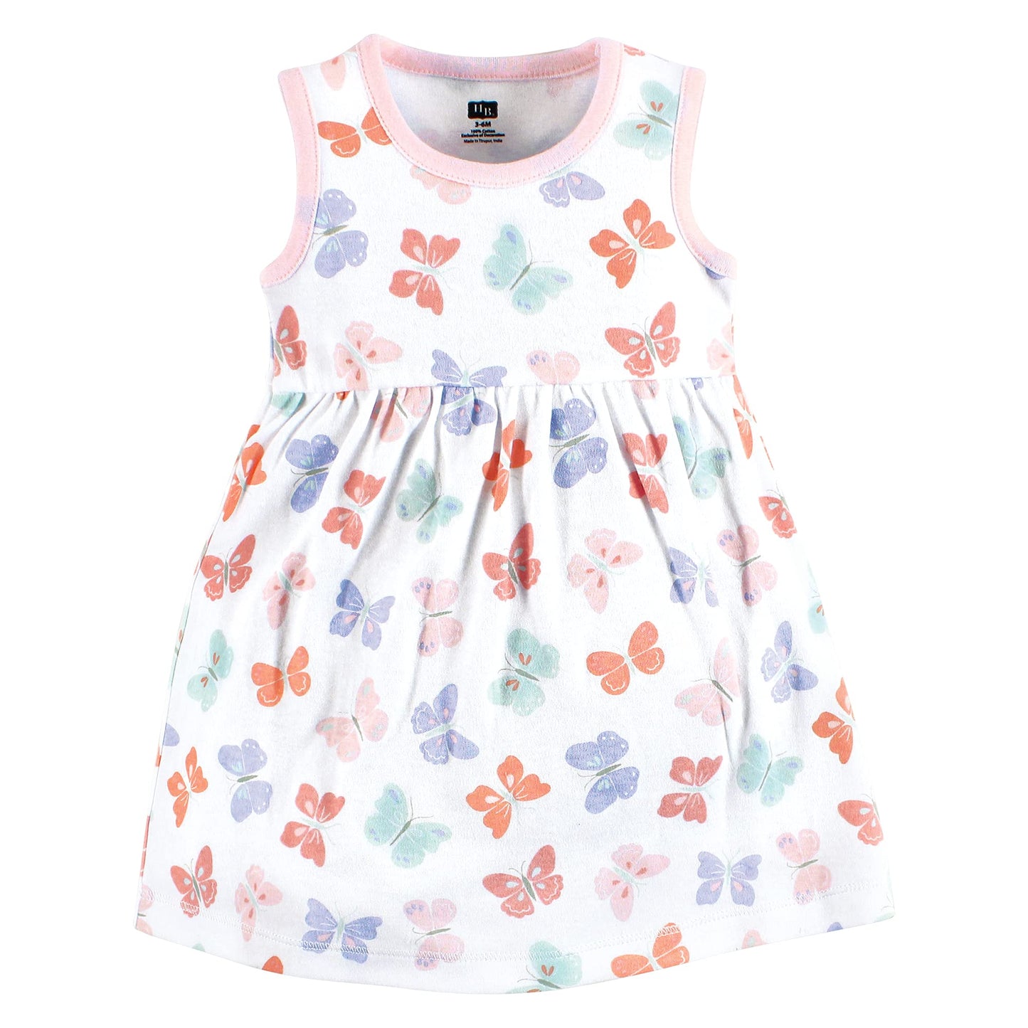 Hudson Baby Baby Girls' Cotton Dress And Cardigan Set, Pastel Butterfly, 12-18 Months