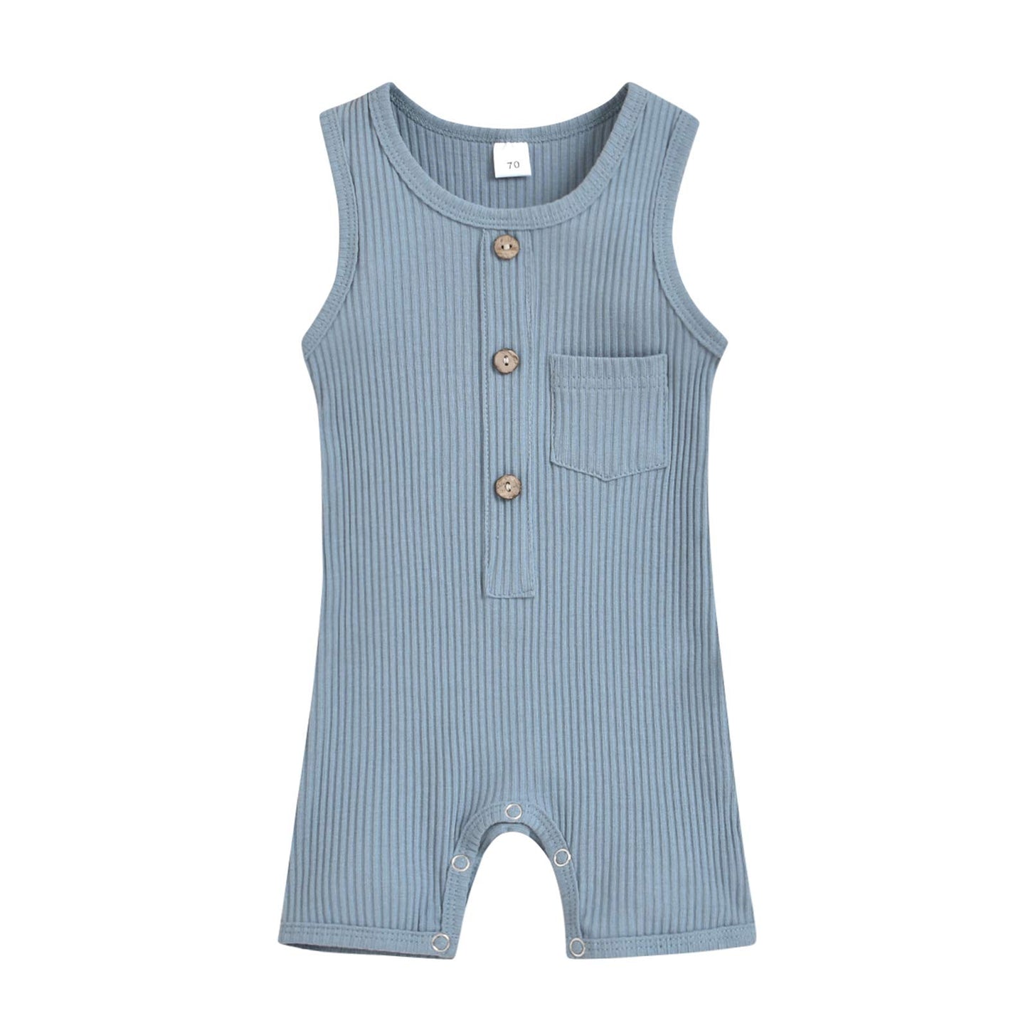 Iddolaka Newborn Summer Baby Boy Girl Sleveless Romper Bodysuit Jumpsuit Playsuit One Piece Outfit Clothes (A-Light Blue, 18-24