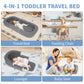 Mooitz Portable Travel Toddler Bed, 4-In-1 Convertible To Sofa Chair, Kid Feeding Seat And Lounger, Foldable Floor Bed For Outdo