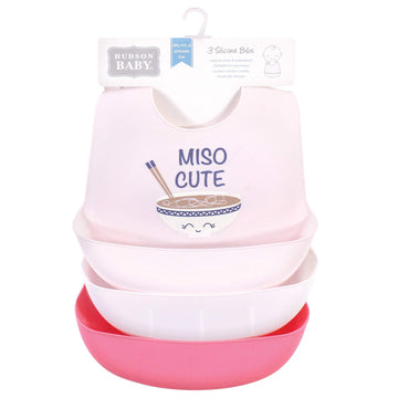 Hudson Baby Unisex Baby Silicone Bibs, Miso Cute, One Size