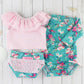 Rufflebutts Baby/Toddler Girls Fancy Me Floral Seersucker Ruffled Tankini - 12-18M