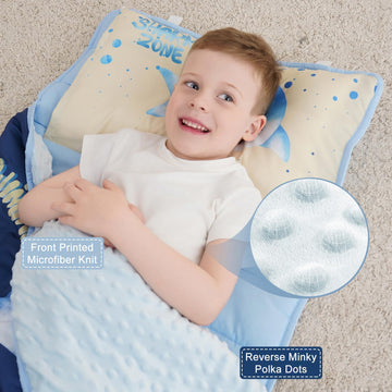 Extra Large Toddler Nap Mat By Cokouchyi, Toddler Sleeping Bag With Removable Pillow, Measures 53 X 21 X 1.5 Inches, Sleeping Ma