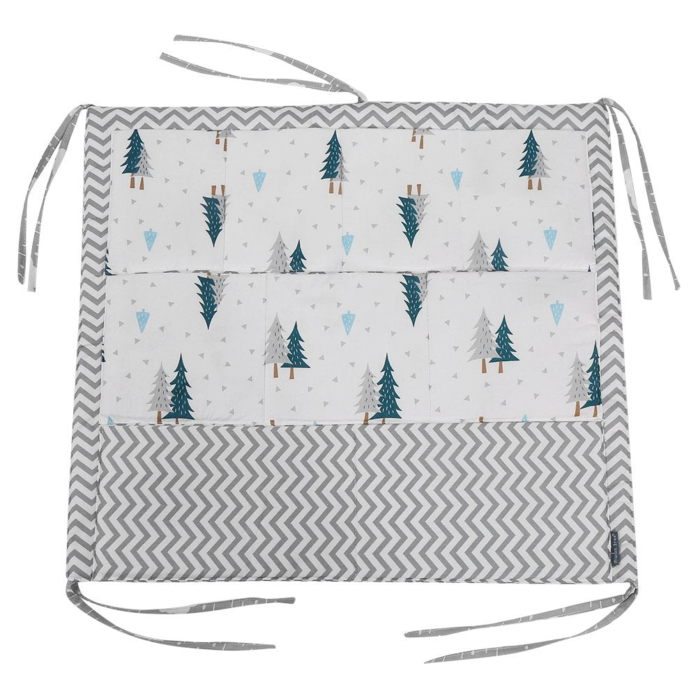 Baby Crib Hanging Storage Bag with 9 Pockets Baby Cot Toy Diaper Organizer Cotton Fabric with Foam Stuffing Crib Closet Extender