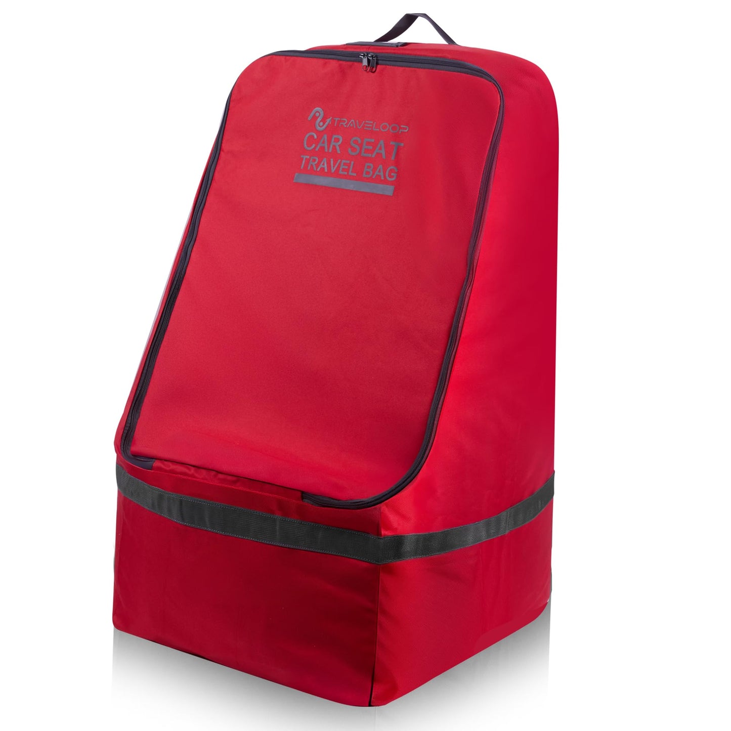 TRAVELOOP Red Car Seat Travel Bag with Zipper for Airplane - Secure, Water-Resistant 900D Fabric with Padded Shoulder Straps, Lu