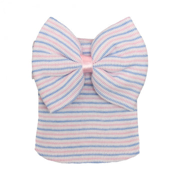 ToodiiIN Baby Sweat Soft Stripe Bowknot Knitted Hat Wrap Hair Accessories Hat