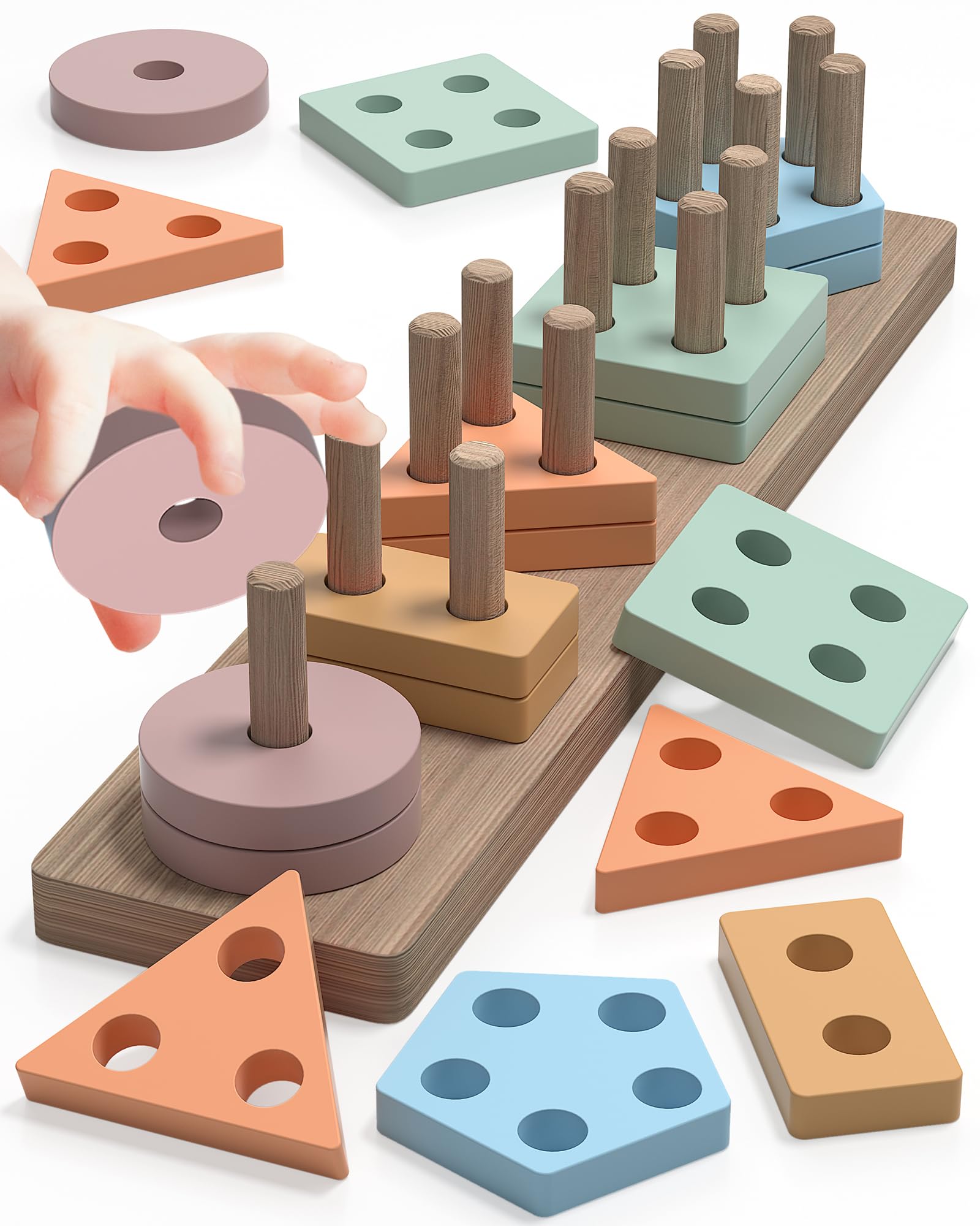 Zartores Montessori Toys for 1 2 3 Year Old Boys Girls, Shape Sorter Wooden Toys for Toddlers 1-3, Toddler Toys Age 1-2, 1 2 3 Y