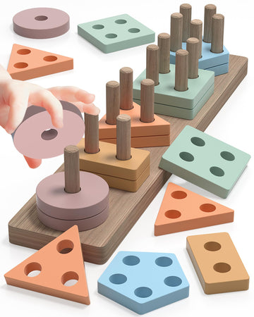 Zartores Montessori Toys for 1 2 3 Year Old Boys Girls, Shape Sorter Wooden Toys for Toddlers 1-3, Toddler Toys Age 1-2, 1 2 3 Y