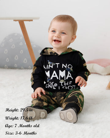 Zoerea Baby Boys Clothes 3-6 Months Toddler Camouflage Hoodie Outfits Long Sleeve Sweatshirt Pants Set Christmas