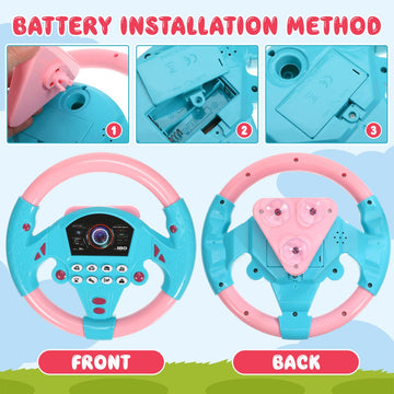 TOYANDONA Steering Wheel Toy Plastic Toy Steering Wheel for Kids Simulated Driving Controller with Light and Music Electric Soun