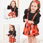 Xuuly Halloween Dress Outfit Newborn Baby Girl Clothes Ruffle Romper Top Suspender Pumpkin Bat Ghost Skirt Outfit Set With Headb