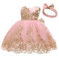 Flower Girls Dresses Wedding Baby Birthday Party Christmas Easter Pageant Event Prom Lace Dress (Pink02,90)