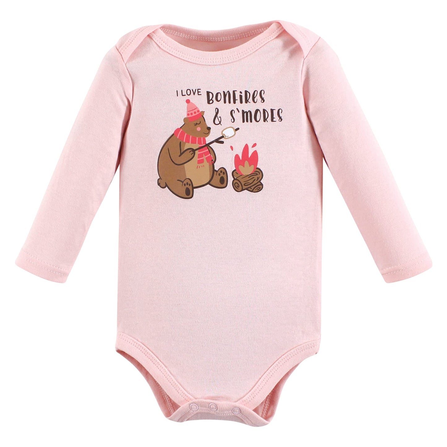 Hudson Baby Unisex Baby Cotton Long-Sleeve Bodysuits, Girl Camping Animals, 0-3 Months