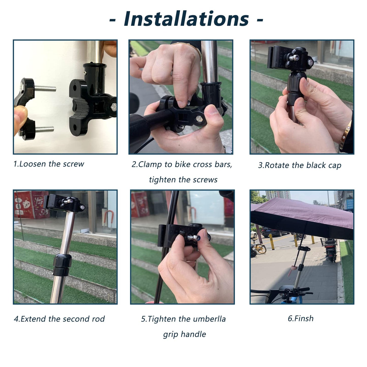 Choytong Umbrella Holder For Stroller, Adjustable, Suitable For 0.78'-1.2' Bicycle Handlebar, Black