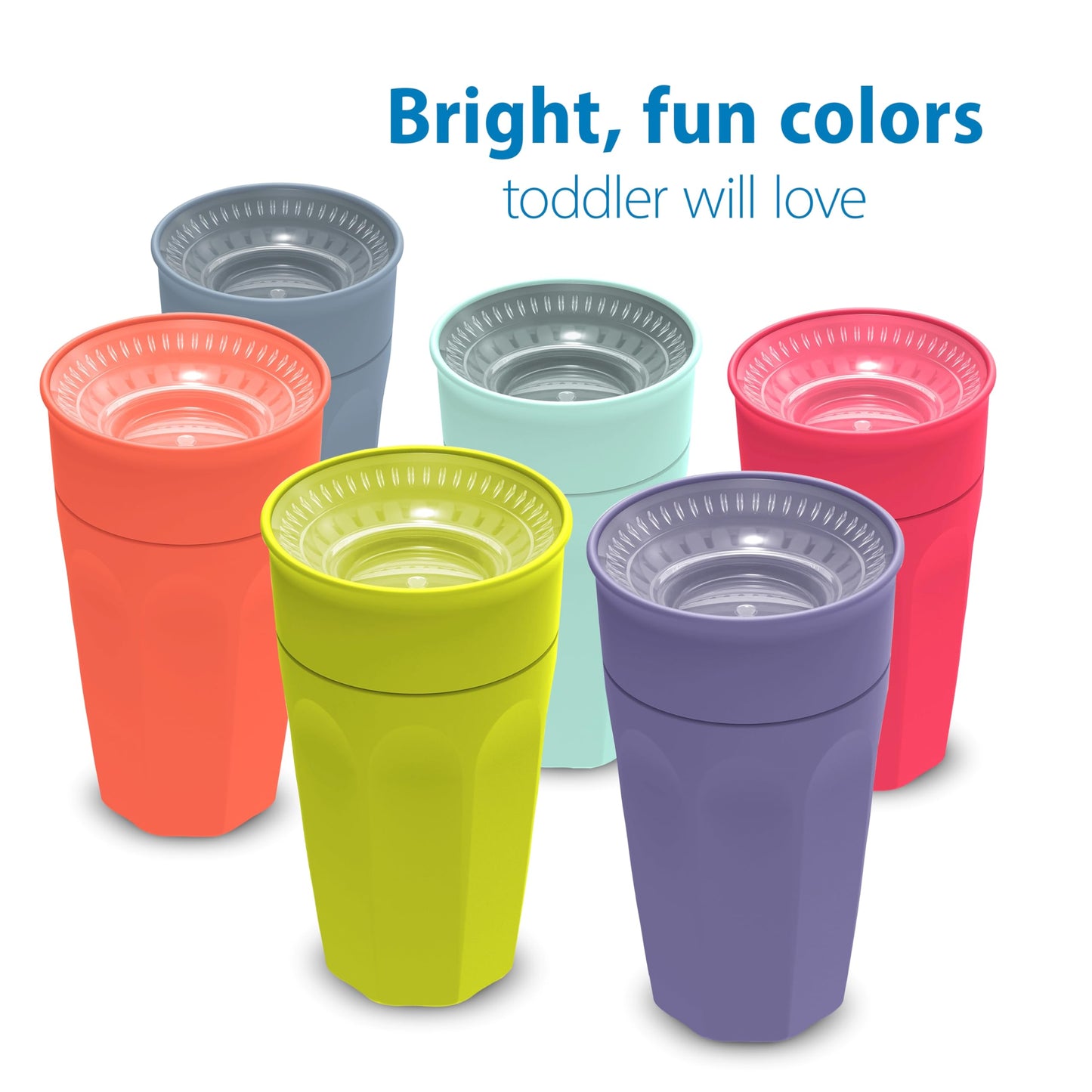 Dr. Browns Milestones Cheers 360 Training Cup for Toddlers & Babies, Leak-Free Sippy Cup, Pink & Turquiose, 10 oz/300mL, 2 Pack